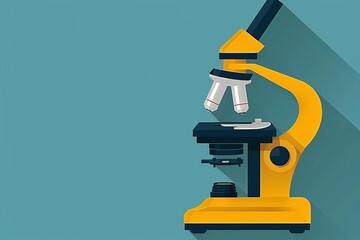 Digital illustration of a yellow microscope, abstract and modern, vibrant scientific equipment representation