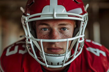 close-up of college American rugby player coming out of the locker room onto the field