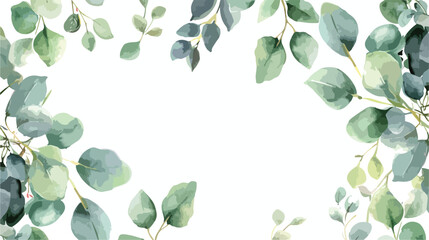 Leaves eucalyptus background greeting card template