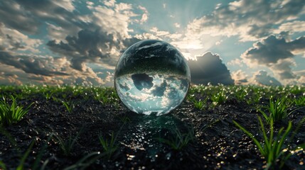Crystal Ball in Verdant Field - Powered by Adobe