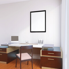 Modern Living Room Design Mockup of a Wall Poster Frame with beautiful  Interior