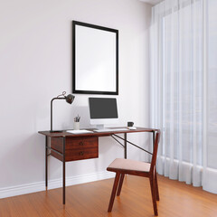  Living Room Interior Mockup of a Wall Poster Frame with beautiful Decor