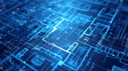 Engineering Architecture Structural Blueprint: A detailed 3D blueprint of a structural design in engineering and architecture