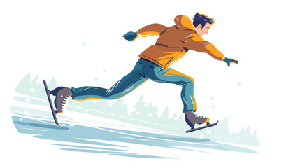 Man figure skating. Shotgun spin in ice sport game Cartoon