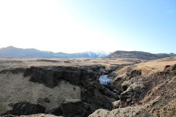 Obraz premium Island, Wasserfall am Verlauf des Skogafoss