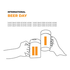 Illustration of a bottle, red wine glass, a bottle of beer and a glass, drawing one continuous line of beer glass, Watercolor Beer Bottle Drawing