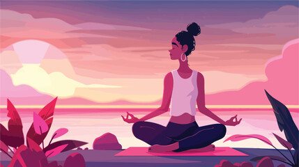 Meditation practice. Calm mind person. Woman sit 