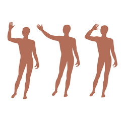 Fashion man body full length bald hi front view template figure, vector illustration isolated on white background