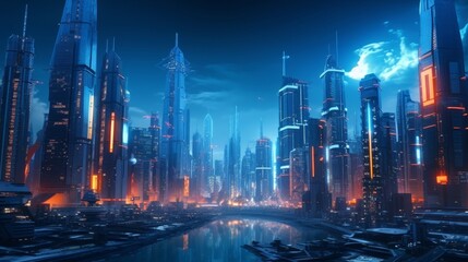 science fiction futuristic city.
