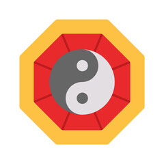 Chinese New Year Yin And Yang Icon With Flat Design Style