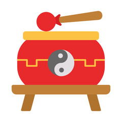Chinese New Year Drum Icon With Flat Design Style