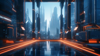 science fiction futuristic city.

