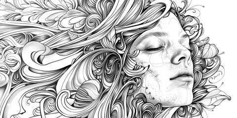Detailed Line Drawing Process for a Girl's Face, Creating Expressive Portraits of Young Girls