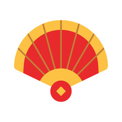 Chinese New Year Folding Fan Icon With Flat Design Style