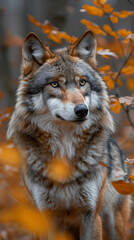 a wolf that is looking at the camera