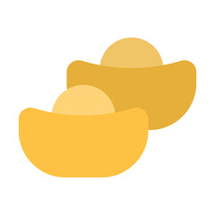 Chinese New Year Ingots Icon With Flat Design Style