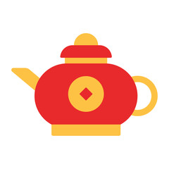Chinese New Year Tea Pot Icon With Flat Design Style