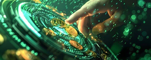 Obraz premium Hacker s Intrusion into a Digital Safe Amidst Swirling Green Code