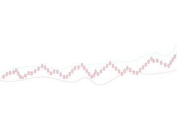 An abstract wave pattern with red nodes connected by lines on a white background