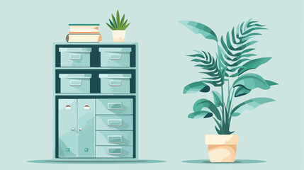 Office file cabinet with houseplant Interior furniture