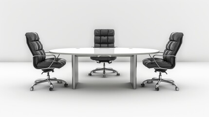 Modern Home Office Furniture Set - Elegant Table and Chairs on White Background, 4k Ultra-realistic Image for Interior Design Concepts