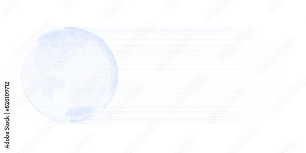 Poster transparent globe with horizontal lines on a white background, illustrating globalization or worldwi