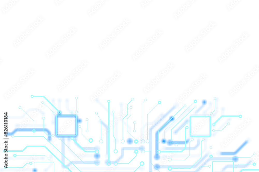 Poster abstract blue circuit pattern on a white background, depicting a technological or digital concept