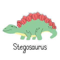 Cartoon cute dino of Jurassic, vector kids toy lizard. Stegosaurus dinosaur, prehistoric reptile and funny paleontology extinct animal