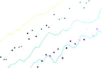 Abstract digital image with colorful lines and shapes on a white background, concept of data visualization