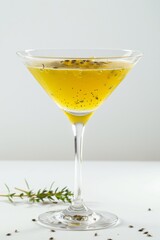 Elegant Passion Fruit Martini Cocktail with Rosemary and Seeds