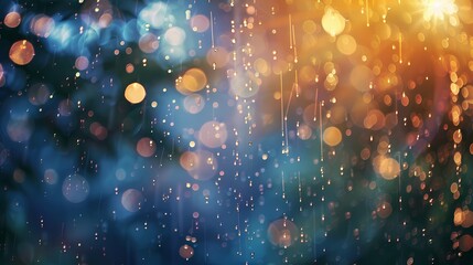 A serene scene of particles gently falling in an abstract background, like a gentle rain.