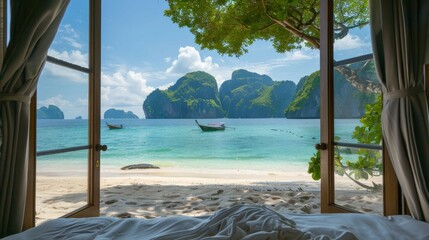 Idyllic Beach View from a Cozy Bungalow on Phi Phi Islands