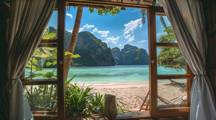 Idyllic Beach View from a Cozy Bungalow on Phi Phi Islands