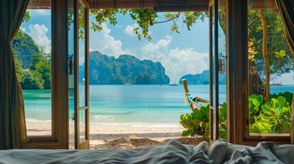 Serene Beach View from a Cozy Bedroom on Phi Phi Islands