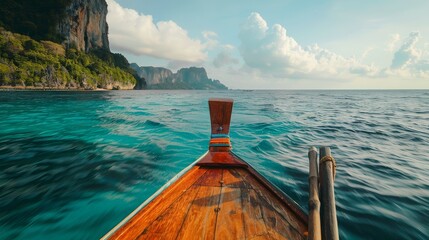 Serene Journey Through Phi Phi Islands on a Traditional Thai Boat