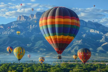 Naklejka premium Spectacular Display of Colorful Hot Air Balloons at The Albuquerque International Balloon Fiesta