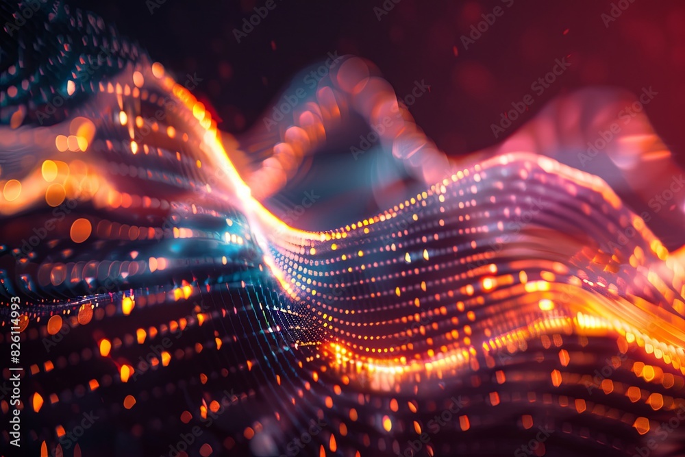 Poster colorful abstract background with waves of light creating a dynamic and energetic display