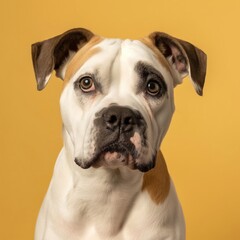 Bulldog on minimalistic colorful background with Copy Space. Perfect for banners, veterinary ads, pet food promotions, and minimalist designs.