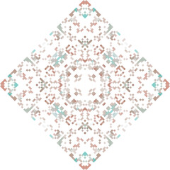 Abstract geometric triangle kaleidoscope mandala pixel art design symbol - symmetric vector art pattern from colored triangles. 8-bit.