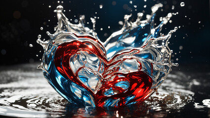  red heart-shaped gem surrounded by splashing