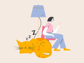 Home indoor character scene flat vector concept operation hand drawn illustration
