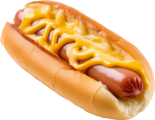 cheese cheesy hot dog with bun isolated on white or transparent background,transparency 
