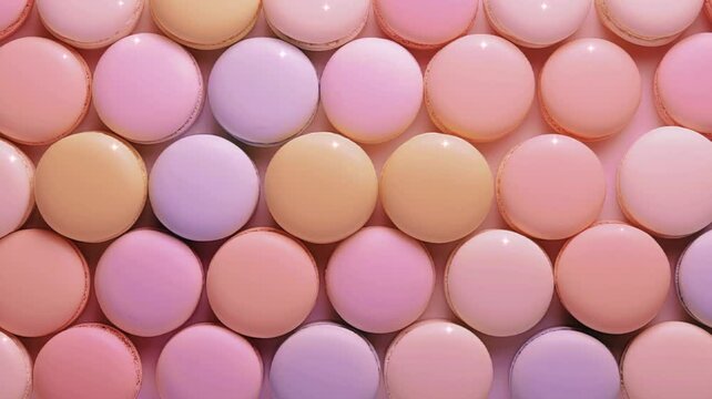 weet macaroons with appetizing looks with various color, image video HD 4K a background for national macaron day and world food day