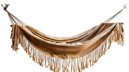 A hammock with fringes hanging down, swaying gently in the breeze