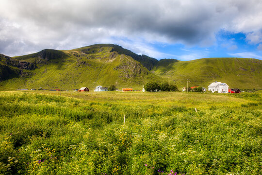 Near the Start of the Ryten Trail at Fredvang on Moskenes Island in Lofoten, Norway, Looking West