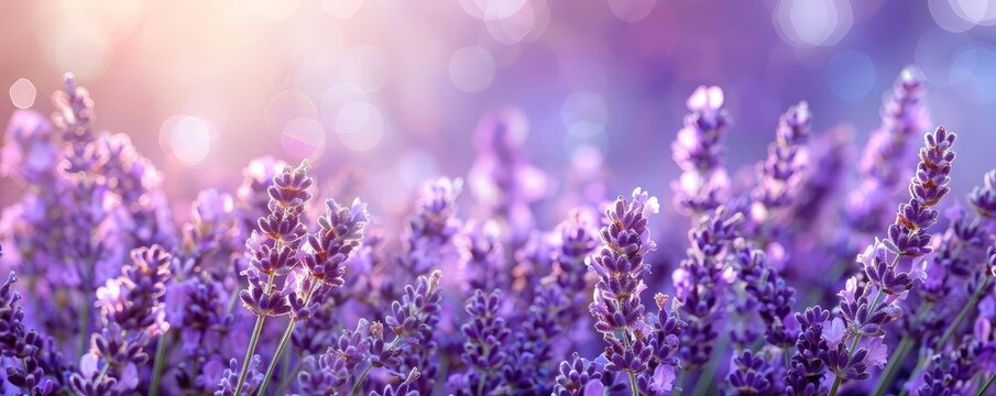 Soothing lavender splash with lavender flowers, emphasizing calming and skin care benefits