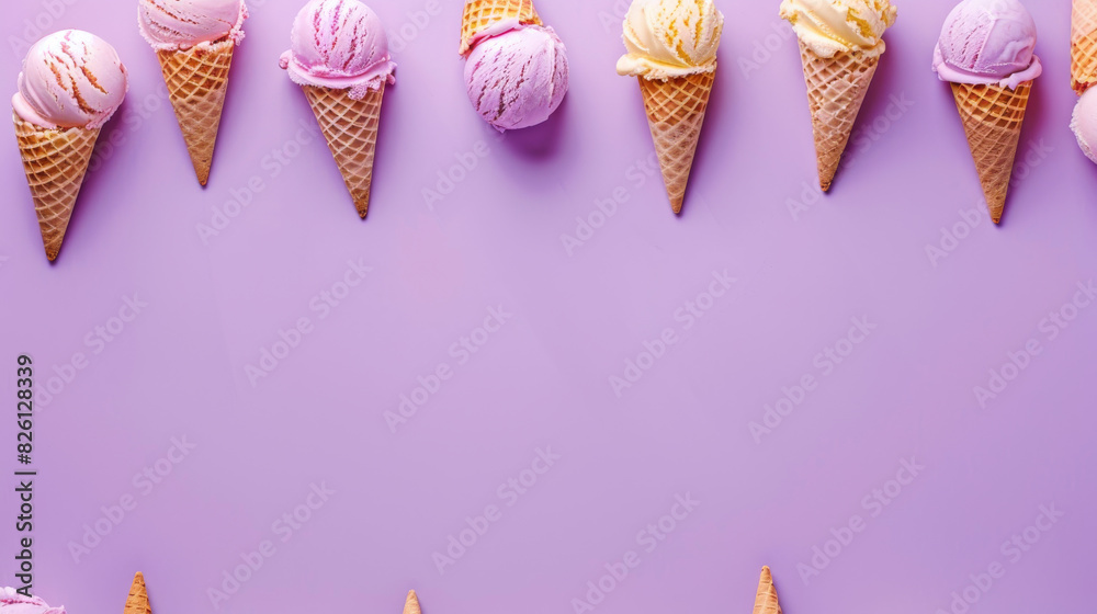 Wall mural Icecream scoops and cones 