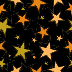 Vector pattern: stars of random colors and sizes. stars seamless pattern full color on black background vector eps10 editable.