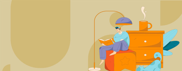 Home indoor character scene flat vector concept operation hand drawn illustration
