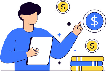 Financial technology character vector illustration